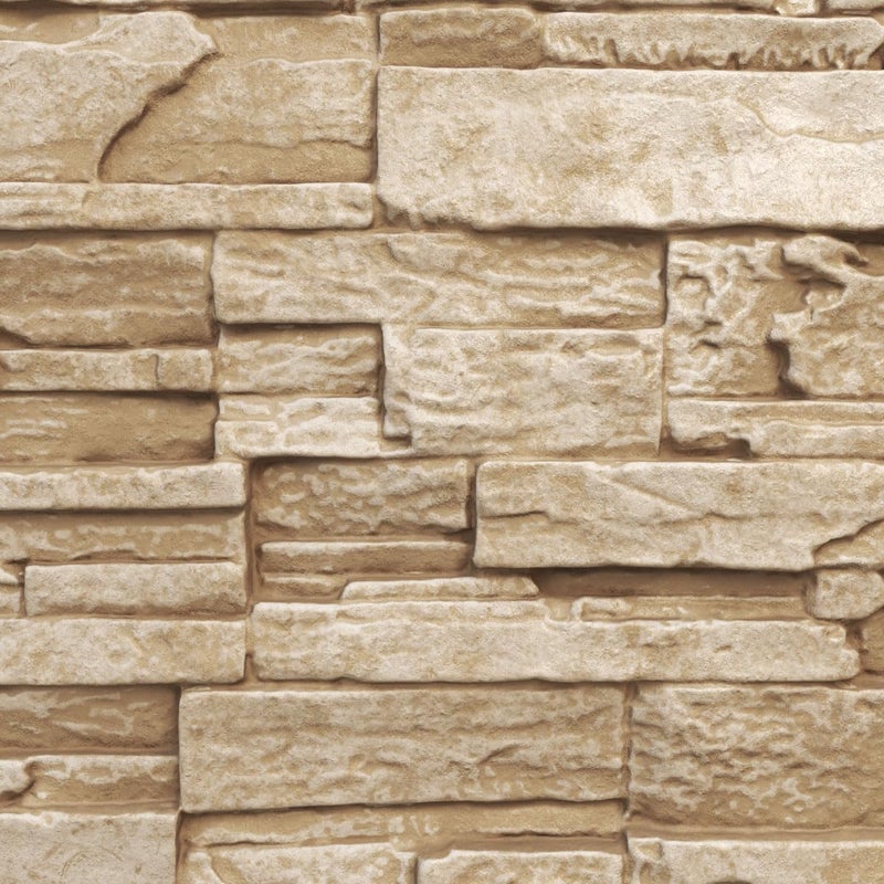 Ekena Millwork 48 5/8" عرض x 24 3/4" ارتفاع x 1 1/4" عمق حجر كاسكيد المكدس، لوحة واجهة حجرية مزيفة، حجر رملي - Image 2